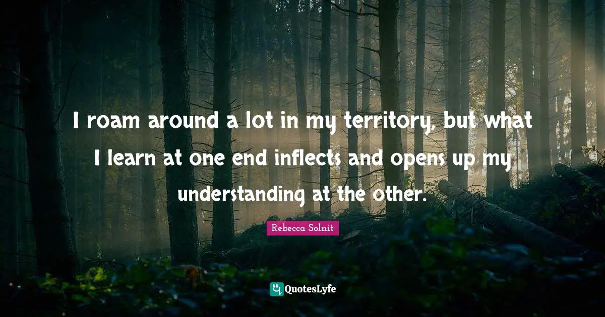 I roam around a lot in my territory, but what I learn at one end inflects and opens up my understanding at the other.