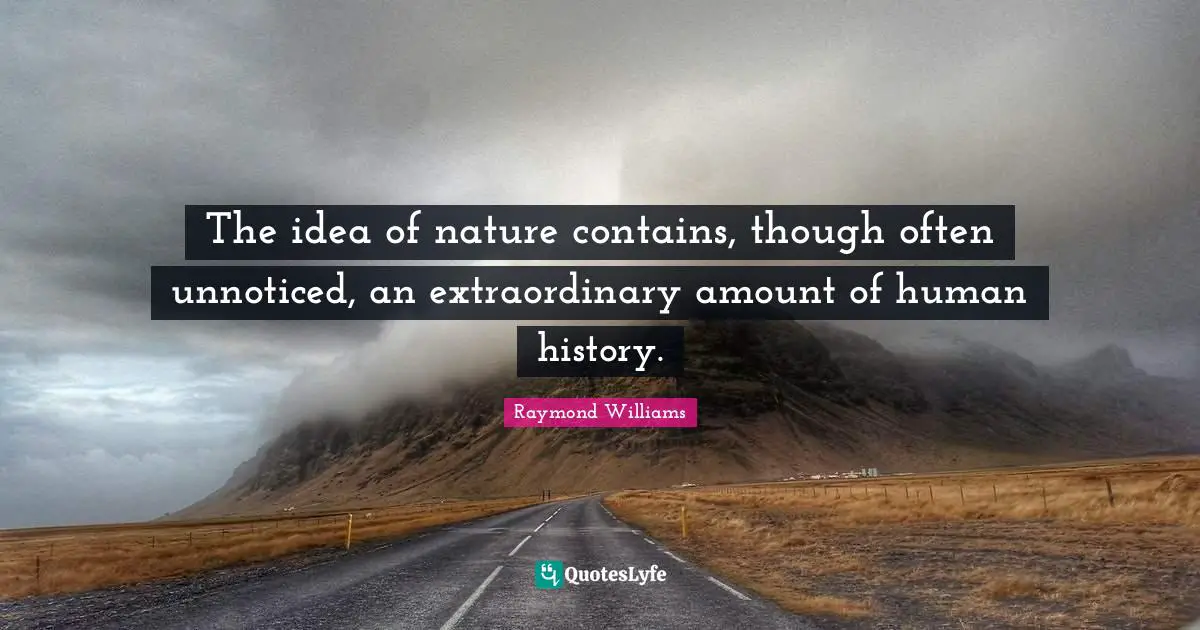 The idea of nature contains, though often unnoticed, an extraordinary amount of human history.