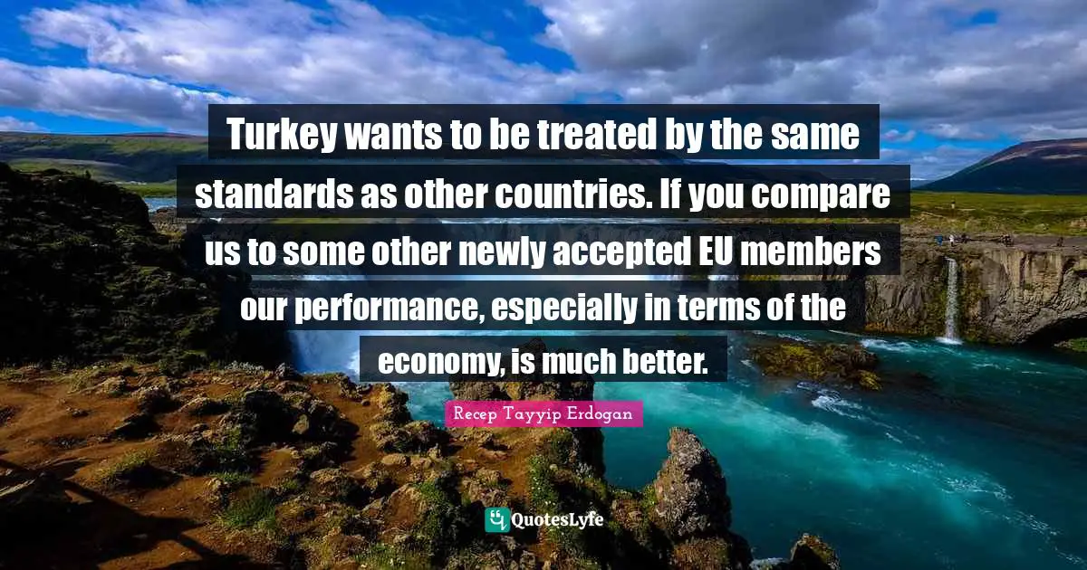 Turkey wants to be treated by the same standards as other countries. If you compare us to some other newly accepted EU members our performance, especially in terms of the economy, is much better.