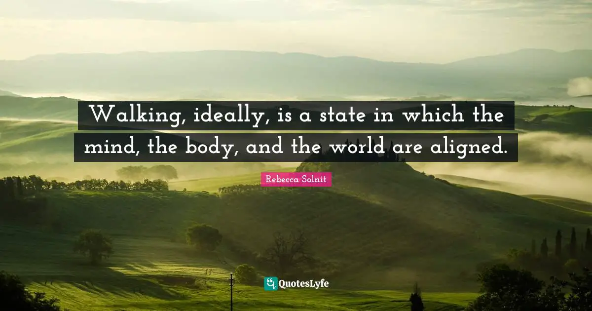 Walking, ideally, is a state in which the mind, the body, and the world are aligned.