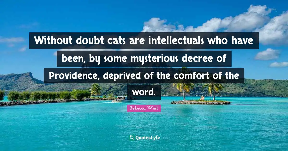 Without doubt cats are intellectuals who have been, by some mysterious decree of Providence, deprived of the comfort of the word.