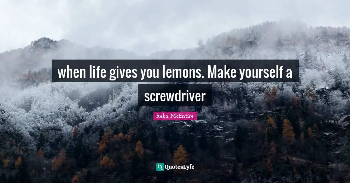 Gives Quotes: "when life gives you lemons. Make yourself a screwdriver"