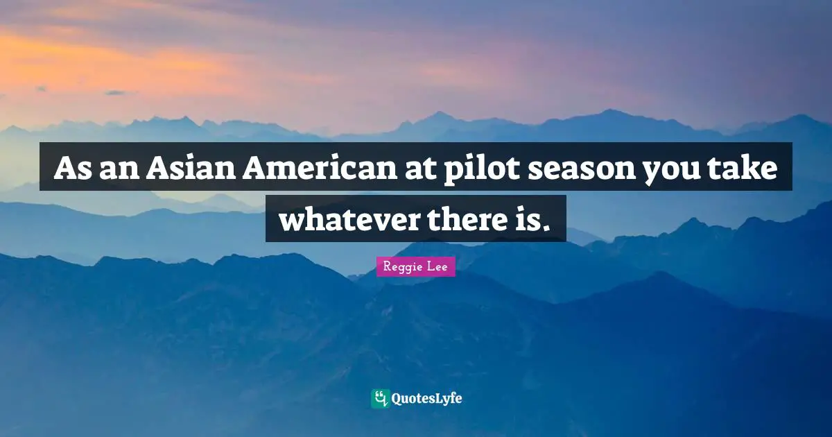 As an Asian American at pilot season you take whatever there is.