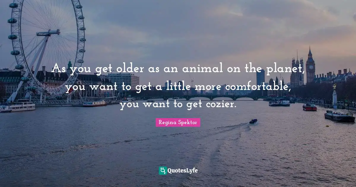 As you get older as an animal on the planet, you want to get a little more comfortable, you want to get cozier.