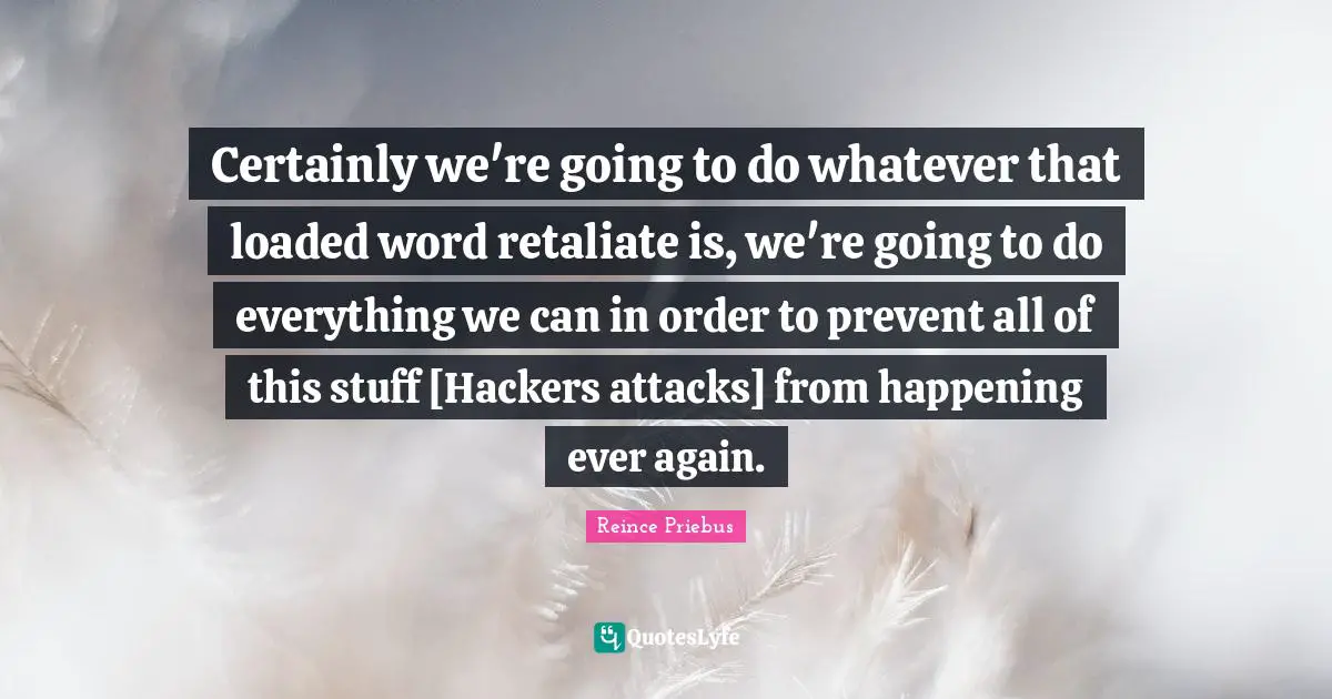 Certainly we're going to do whatever that loaded word retaliate is, we're going to do everything we can in order to prevent all of this stuff [Hackers attacks] from happening ever again.