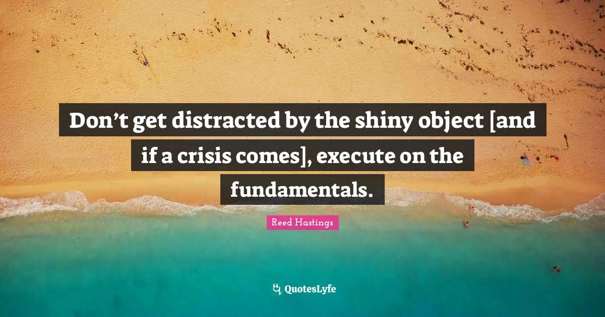 Reed Hastings Quotes: "Don’t get distracted by the shiny object [and if a crisis comes], execute on the fundamentals."