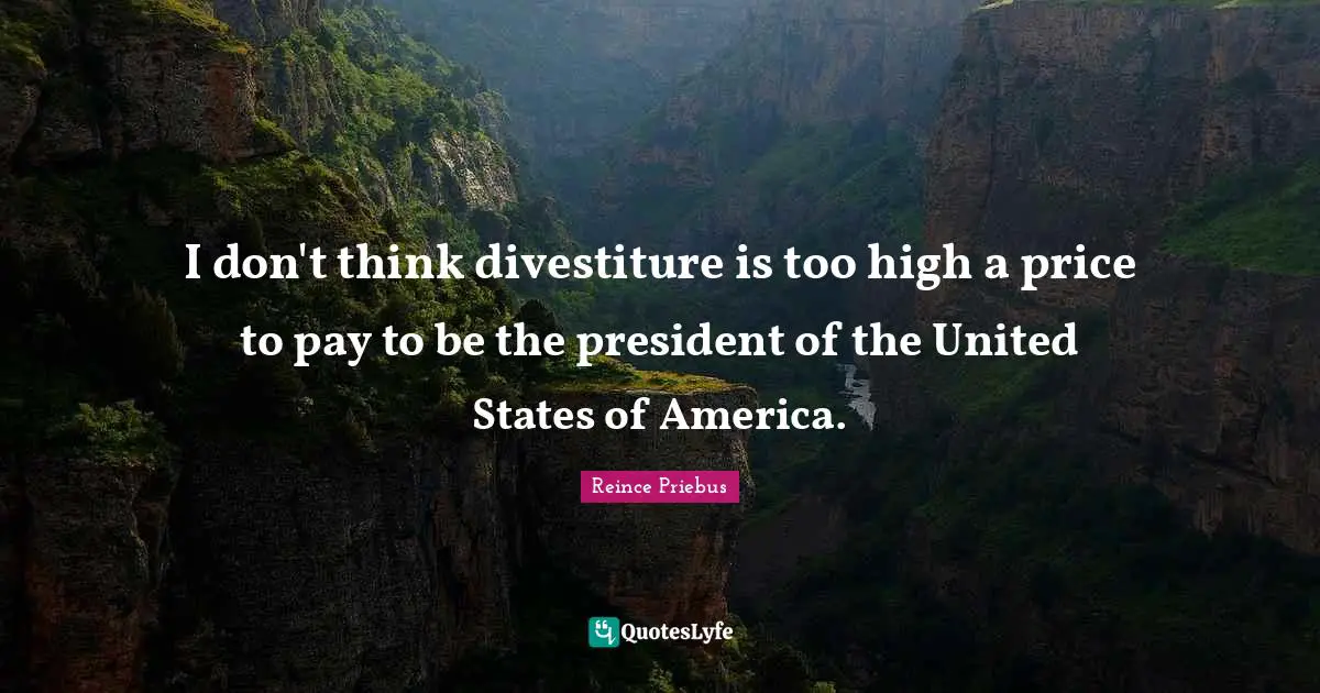 I don't think divestiture is too high a price to pay to be the president of the United States of America.