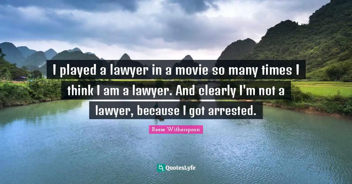 I played a lawyer in a movie so many times I think I am a lawyer. And clearly I'm not a lawyer, because I got arrested.