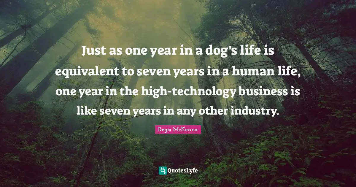 Just as one year in a dog's life is equivalent to seven years in a human life, one year in the high-technology business is like seven years in any other industry.