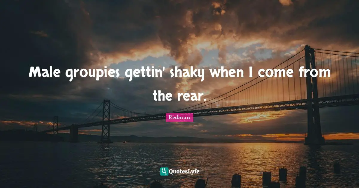 Redman Quotes: "Male groupies gettin' shaky when I come from the rear."