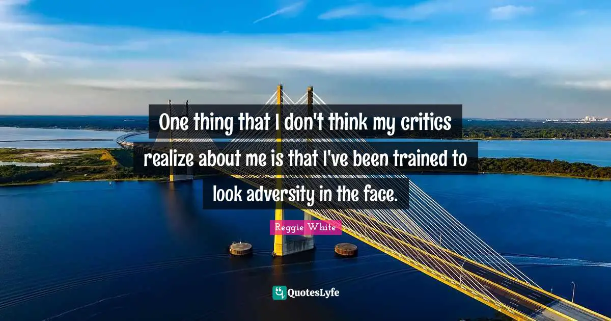 One thing that I don't think my critics realize about me is that I've been trained to look adversity in the face.