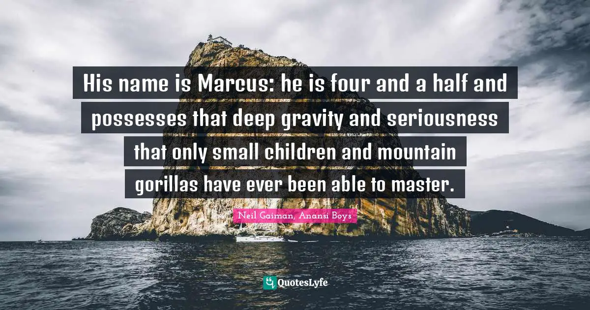 His name is Marcus: he is four and a half and possesses that deep gravity and seriousness that only small children and mountain gorillas have ever been able to master.