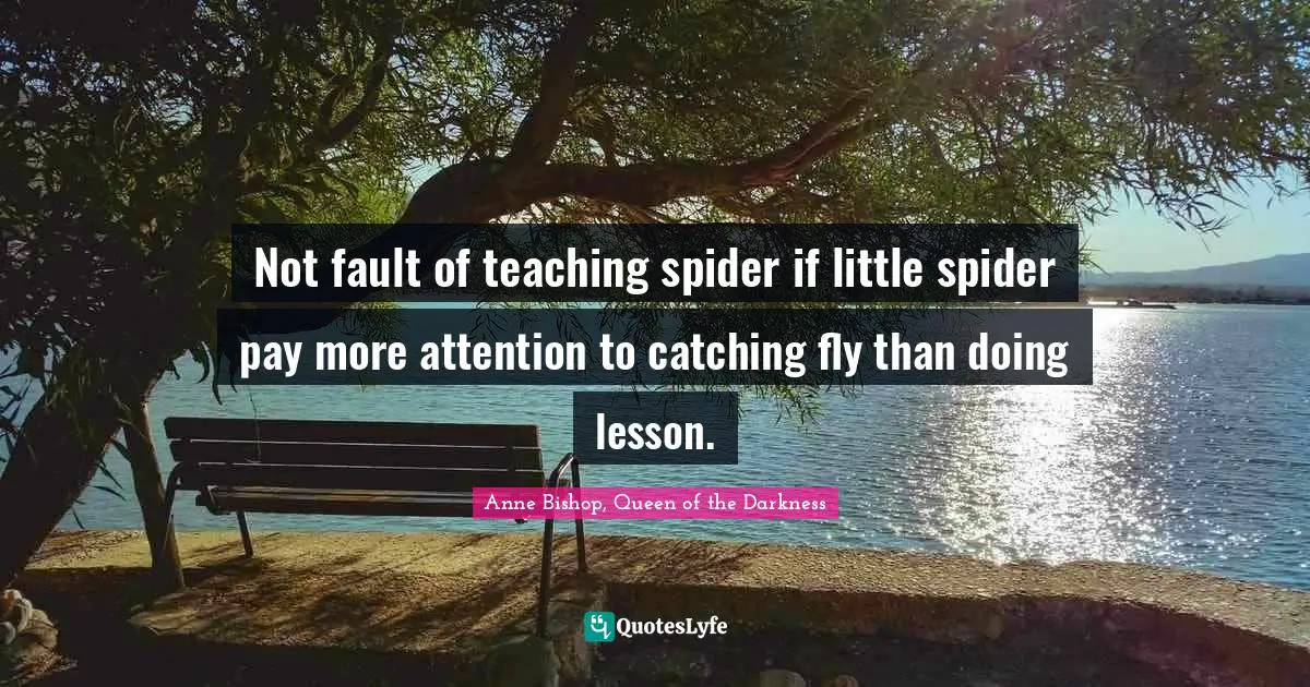 Not fault of teaching spider if little spider pay more attention to catching fly than doing lesson.