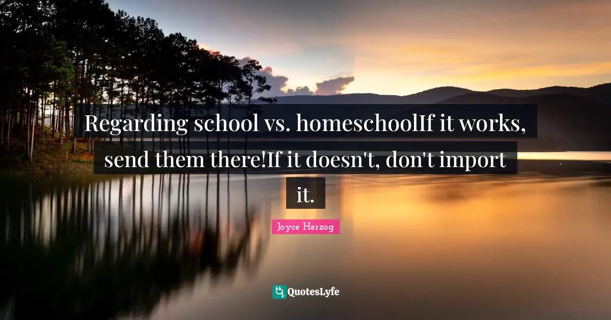 Logical Thinking Quotes: "Regarding school vs. homeschoolIf it works, send them there!If it doesn't, don't import it."