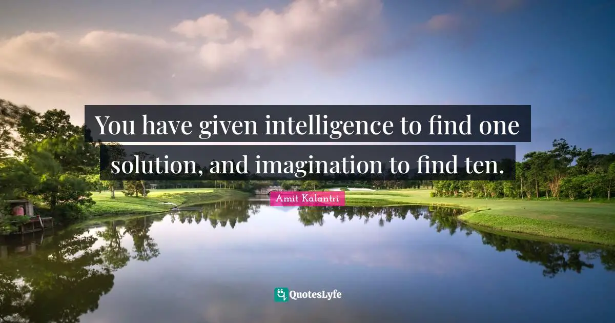 You have given intelligence to find one solution, and imagination to find ten.