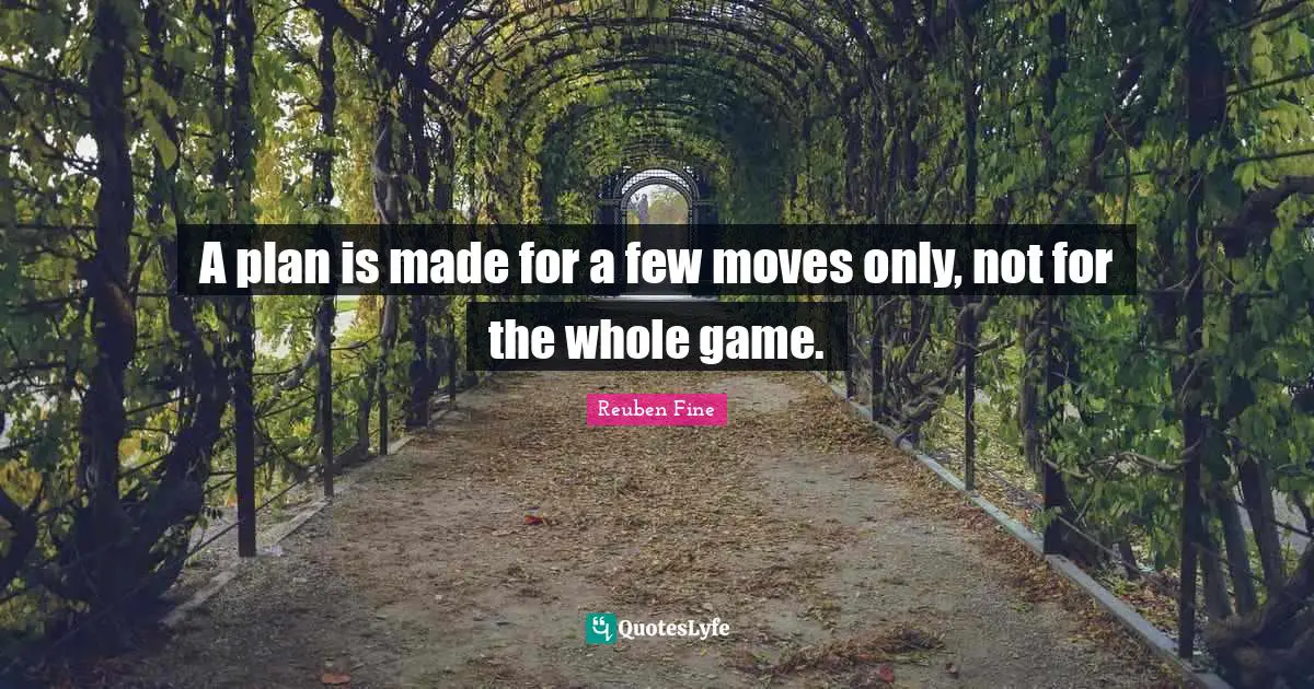 Reuben Fine Quotes: "A plan is made for a few moves only, not for the whole game."