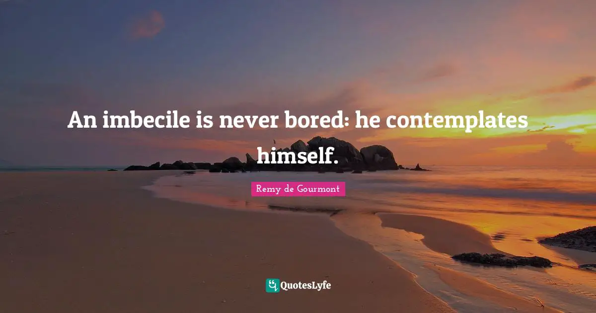 An imbecile is never bored: he contemplates himself.