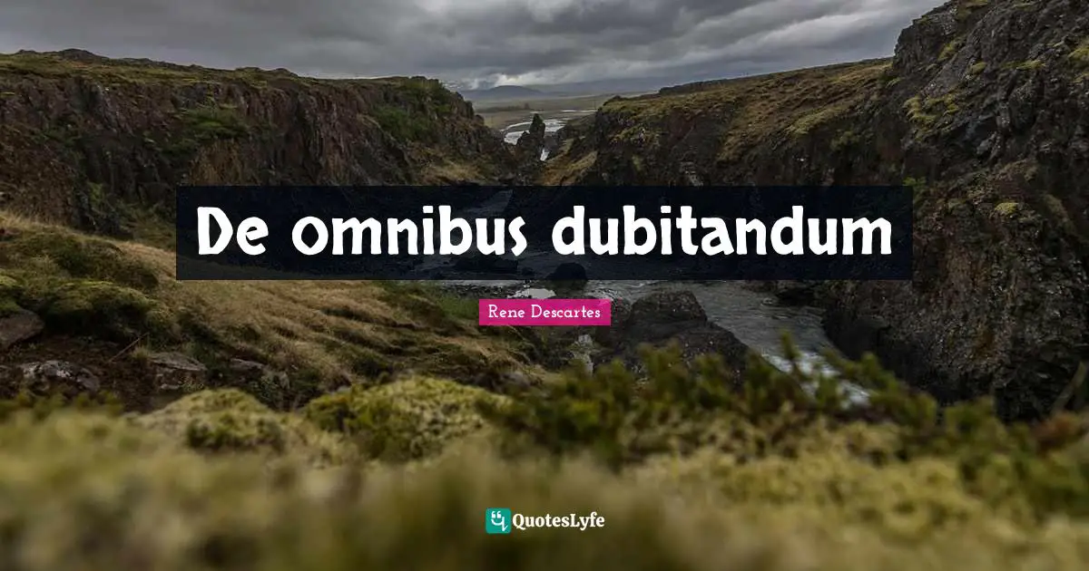 Philosophical Quotes: "De omnibus dubitandum"