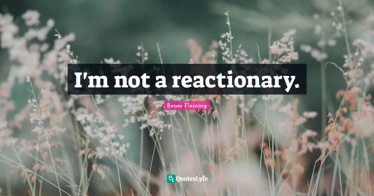 I'm not a reactionary.