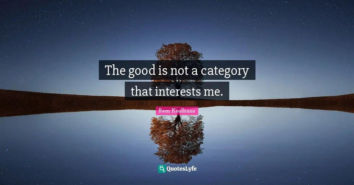 The good is not a category that interests me.