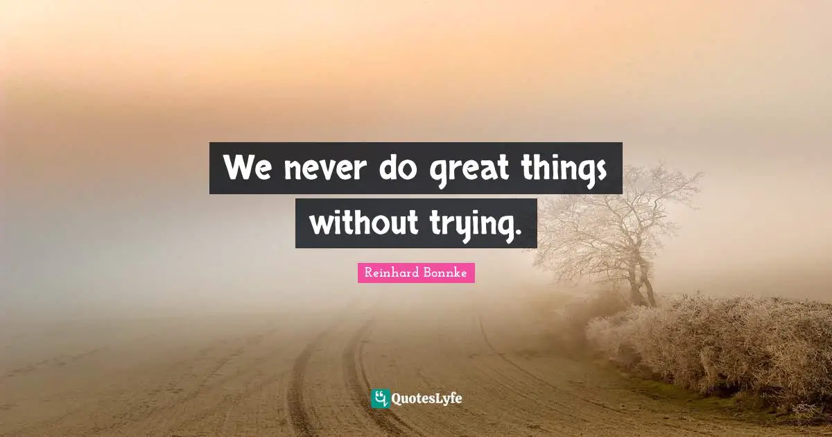 Reinhard Bonnke Quotes: We never do great things without trying.