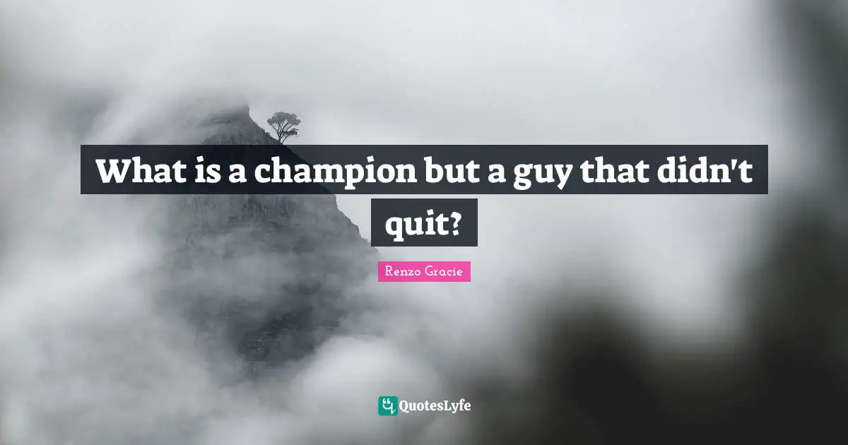What is a champion but a guy that didn't quit?