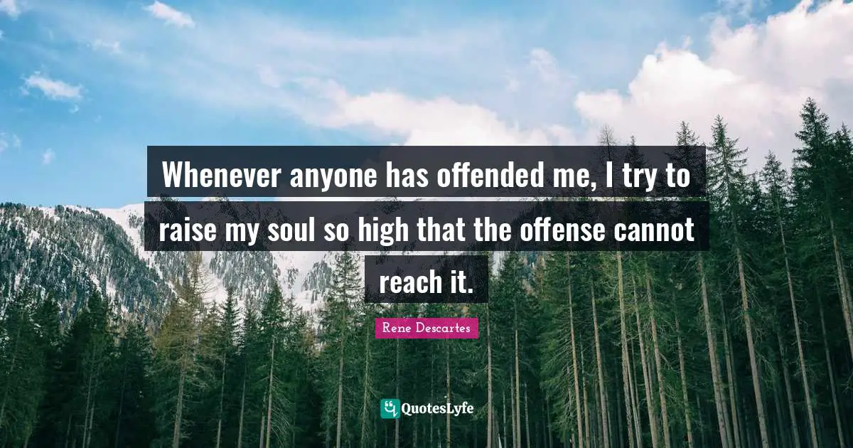 Spiritual Quotes: "Whenever anyone has offended me, I try to raise my soul so high that the offense cannot reach it."