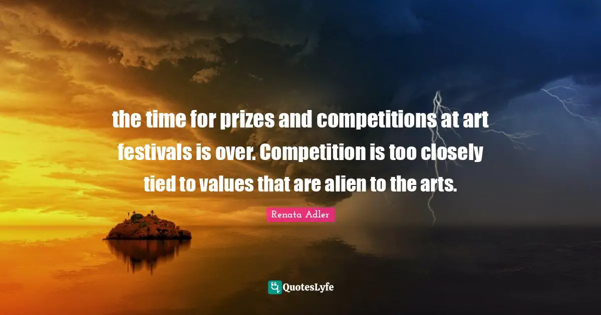 the time for prizes and competitions at art festivals is over. Competition is too closely tied to values that are alien to the arts.