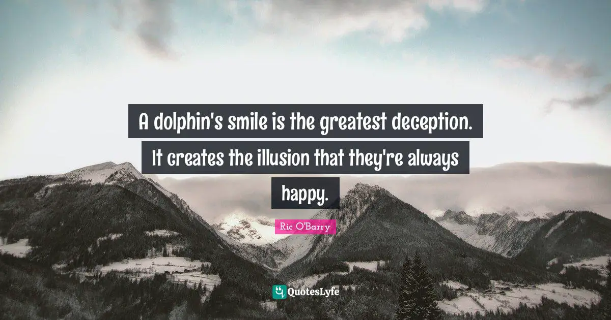 A dolphin's smile is the greatest deception. It creates the illusion that they're always happy.
