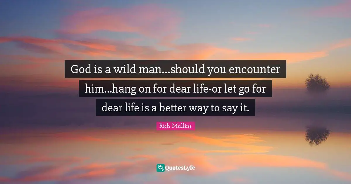 Encounters Quotes: "God is a wild man...should you encounter him...hang on for dear life-or let go for dear life is a better way to say it."