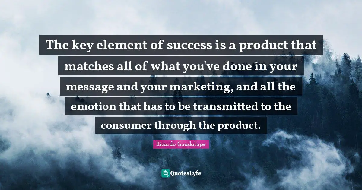 The key element of success is a product that matches all of what you've done in your message and your marketing, and all the emotion that has to be transmitted to the consumer through the product.