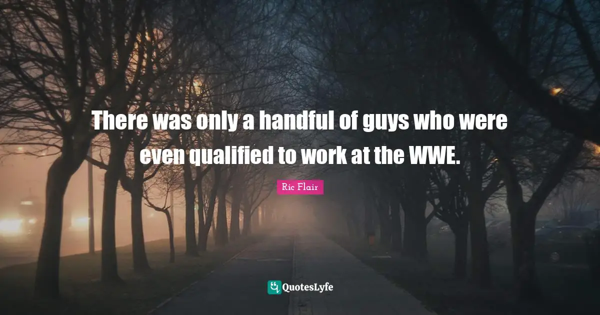 Ric Flair Quotes: "There was only a handful of guys who were even qualified to work at the WWE."