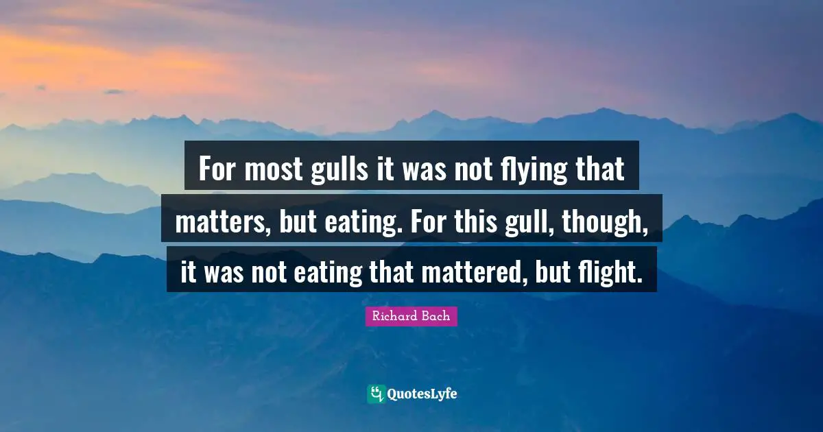 Flying Quotes: "For most gulls it was not flying that matters, but eating. For this gull, though, it was not eating that mattered, but flight."