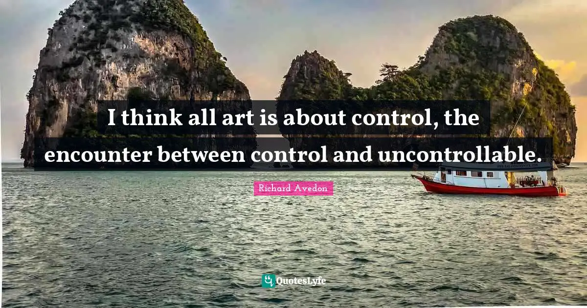 I think all art is about control, the encounter between control and uncontrollable.