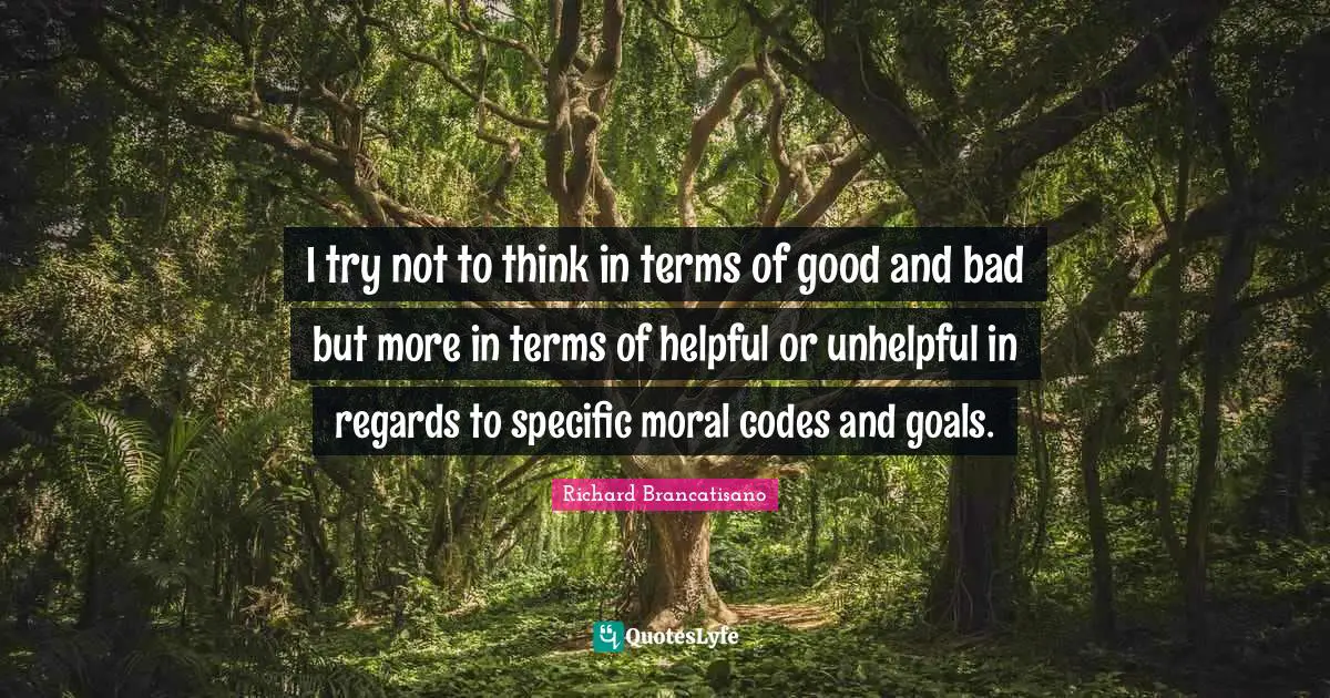 I try not to think in terms of good and bad but more in terms of helpful or unhelpful in regards to specific moral codes and goals.