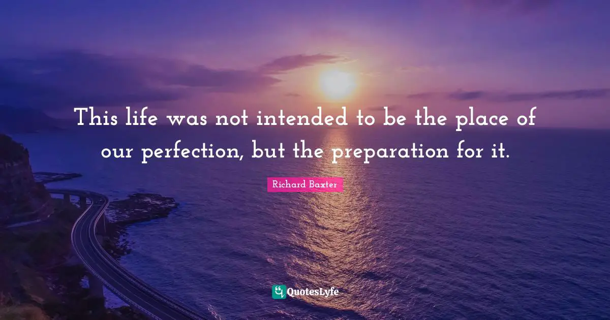 Richard Baxter Quotes: This life was not intended to be the place of our perfection, but the preparation for it.