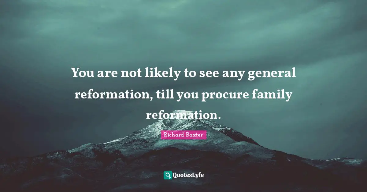 You are not likely to see any general reformation, till you procure family reformation.