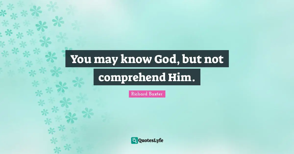 Richard Baxter Quotes: You may know God, but not comprehend Him.