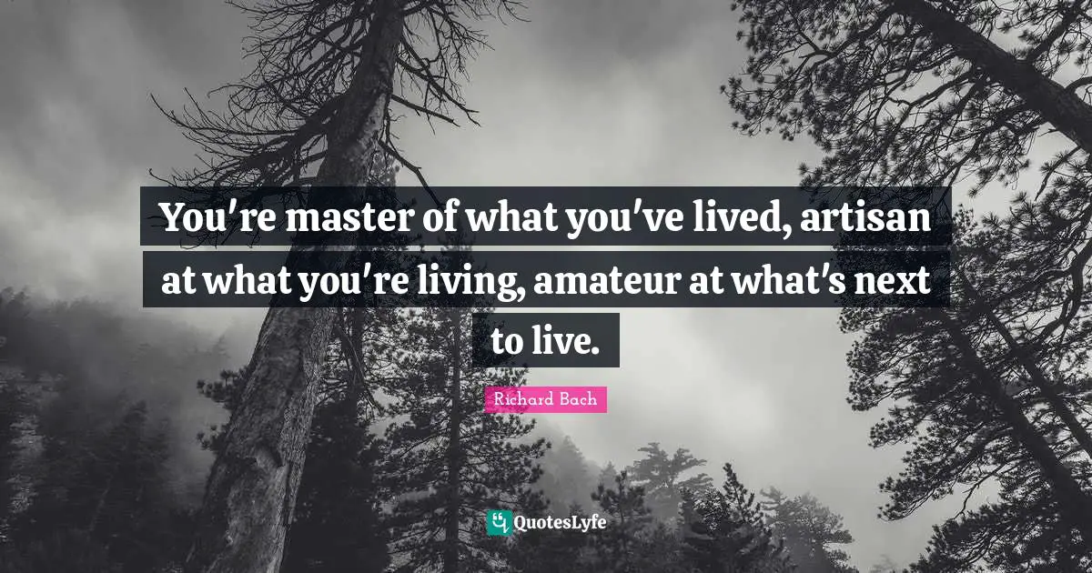 You're master of what you've lived, artisan at what you're living, amateur at what's next to live.