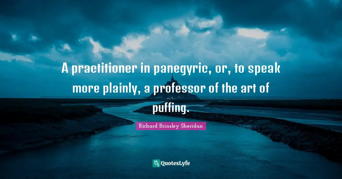 A practitioner in panegyric, or, to speak more plainly, a professor of the art of puffing.