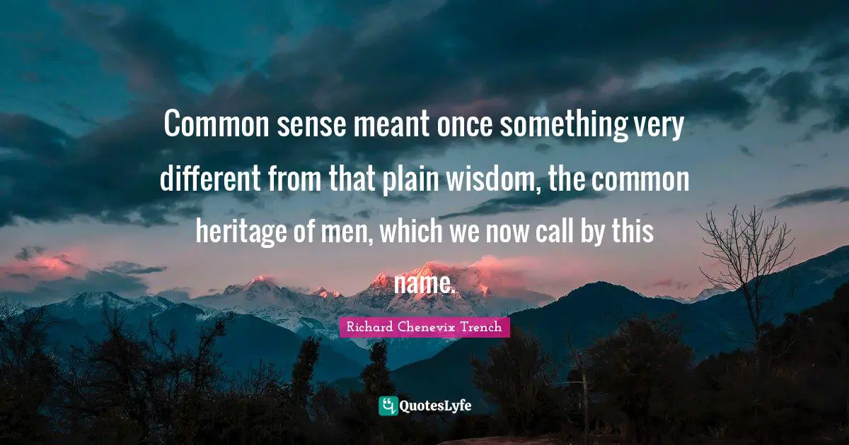 Common sense meant once something very different from that plain wisdom, the common heritage of men, which we now call by this name.