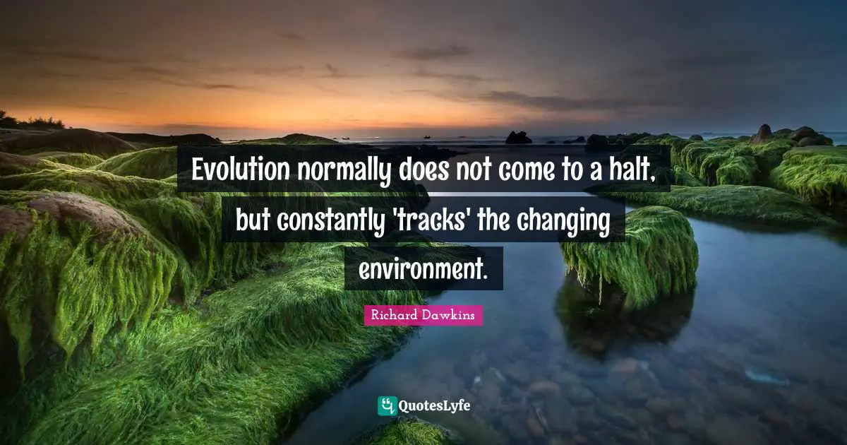Changing Environment Quotes: "Evolution normally does not come to a halt, but constantly 'tracks' the changing environment."