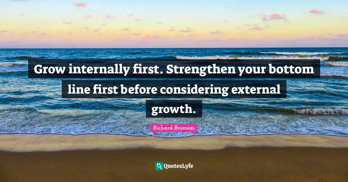 Grow internally first. Strengthen your bottom line first before considering external growth.