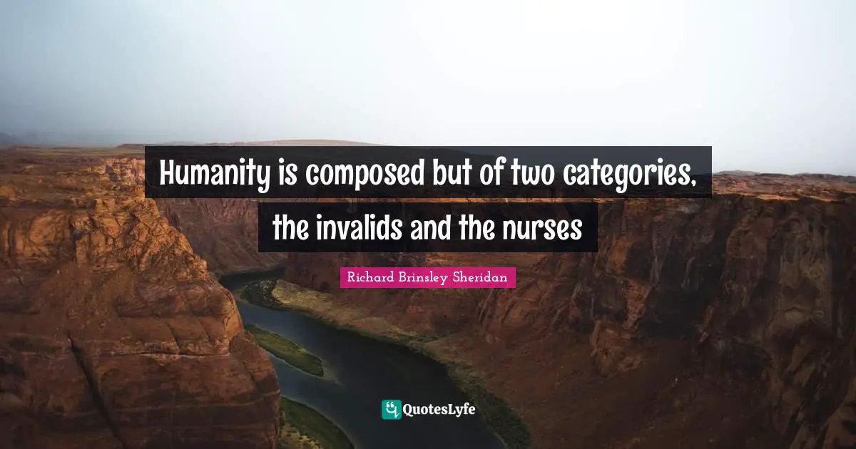 Humanity is composed but of two categories, the invalids and the nurses