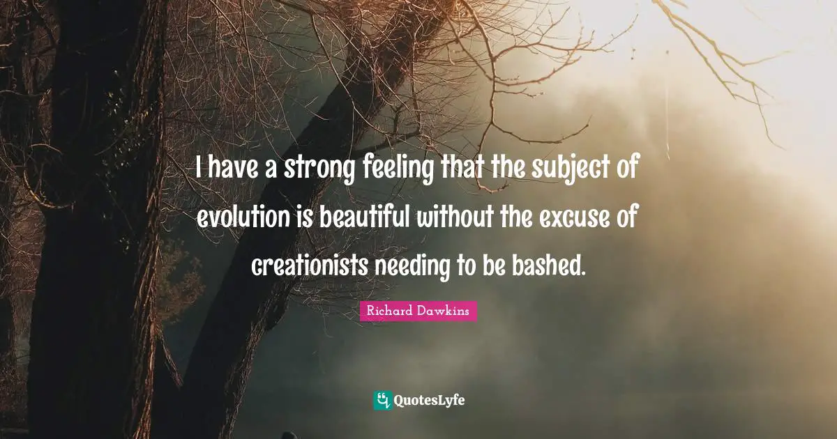 I have a strong feeling that the subject of evolution is beautiful without the excuse of creationists needing to be bashed.
