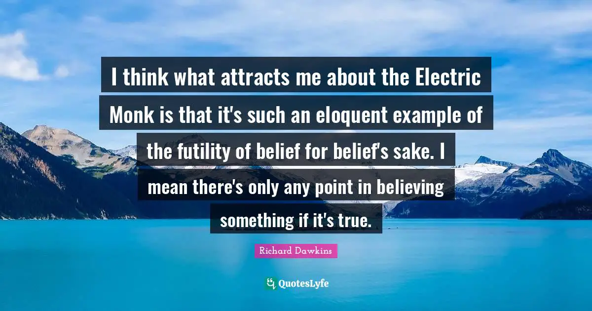I think what attracts me about the Electric Monk is that it's such an eloquent example of the futility of belief for belief's sake. I mean there's only any point in believing something if it's true.