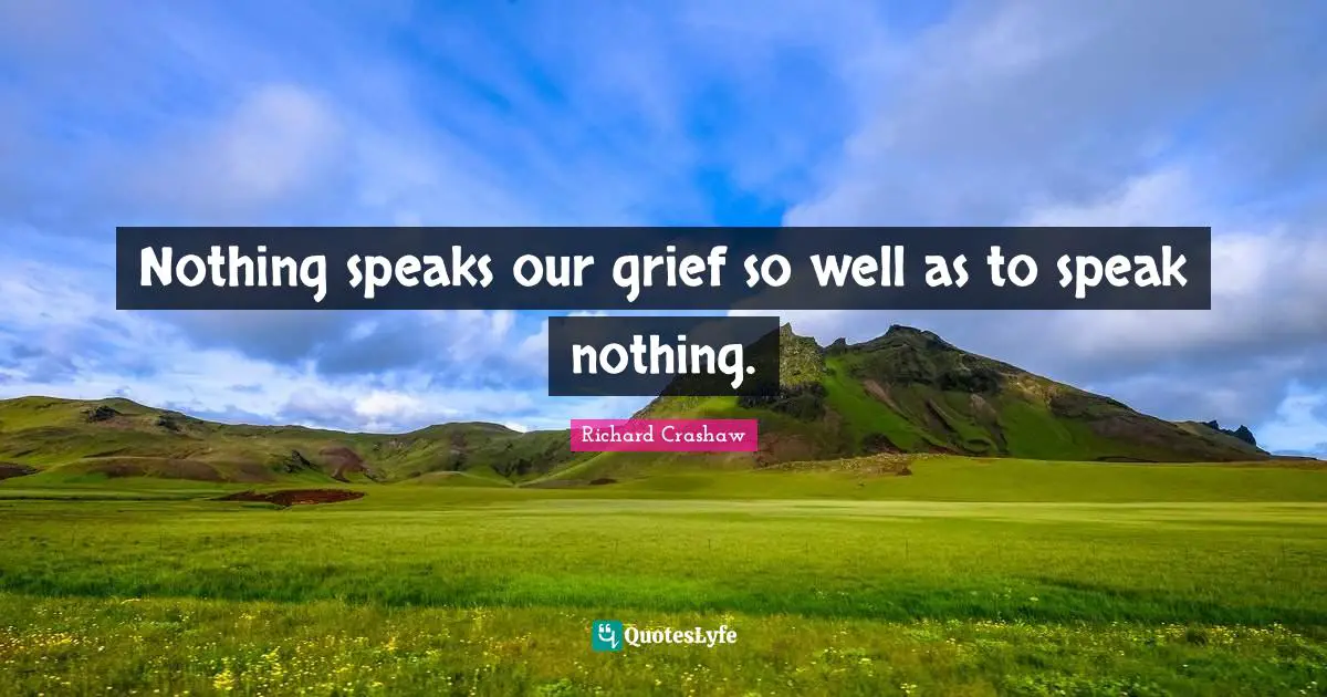 Nothing speaks our grief so well as to speak nothing.