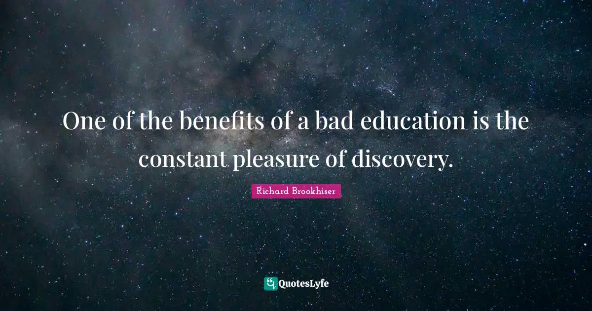 One of the benefits of a bad education is the constant pleasure of discovery.