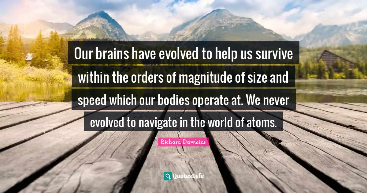 Our brains have evolved to help us survive within the orders of magnitude of size and speed which our bodies operate at. We never evolved to navigate in the world of atoms.