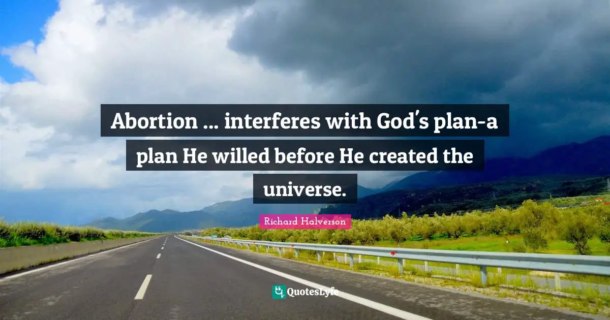 Abortion ... interferes with God's plan-a plan He willed before He created the universe.